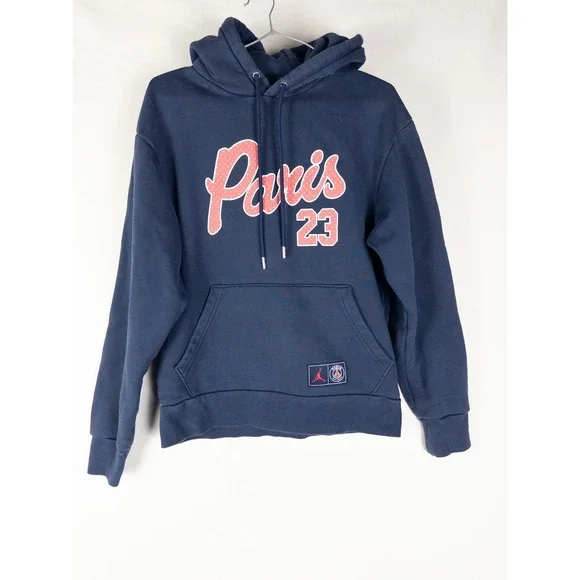 Jordan x Paris St Germain Pullover Sweater Mens S Navy Spell Out Soccer‎ France
