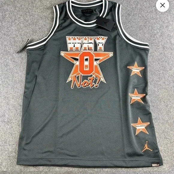 Jordan Why Not Westbrook‎ 0 Jersey Mens XL Gray Orange Basketball NWT