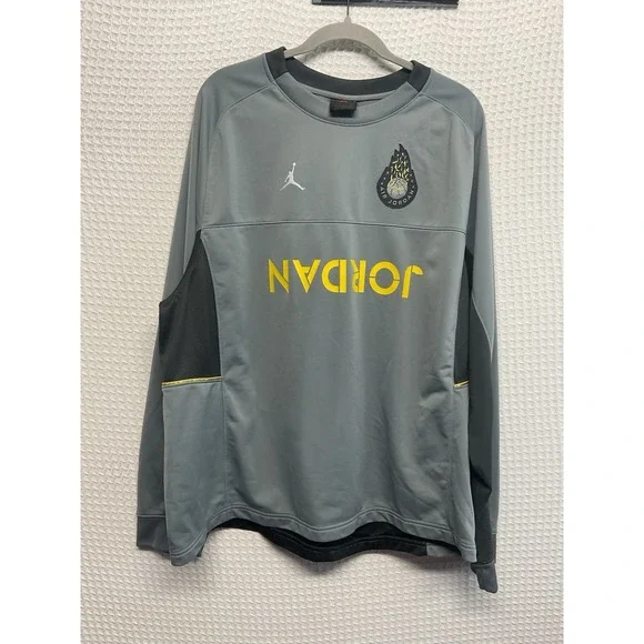 Nike Air Jordan Legacy AJ4 Long Sleeve Pullover Shirt CJ9081 065 Men's 2XL Gray