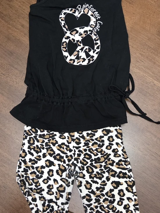 RAINFOREST Cafe Black Kids Tank with Leopard Print Accent