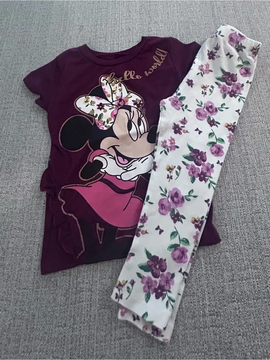 Disney Kids Minnie Mouse Purple Floral Set. Size 3T