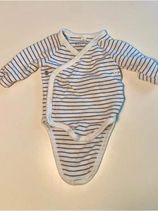 Striped White & Black Wrap Baby Bodysuit