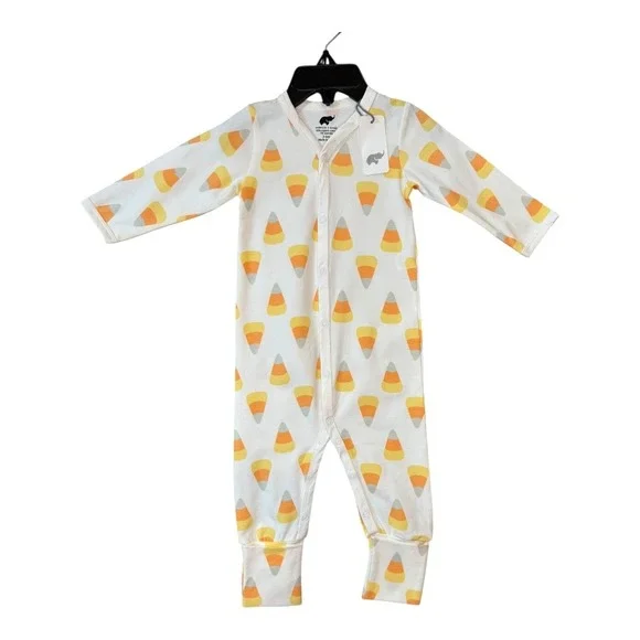 Monica and‎ Andy Baby 3-6M Candy Corn Print Organic Cotton Sleeper Halloween