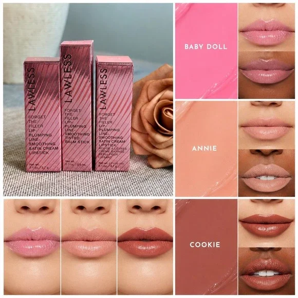 LAWLESS Forget The Filler Baby Doll Tinted Balm + Annie + Cooke Lipstick Bundle