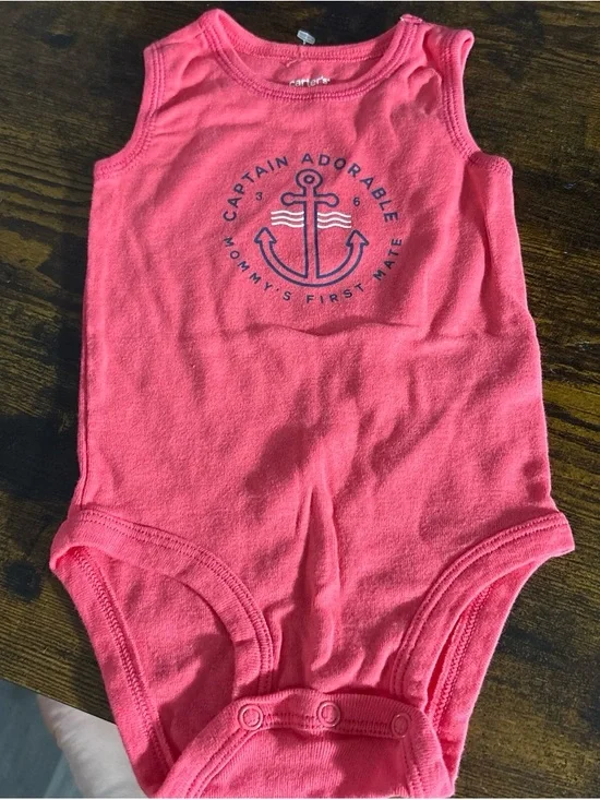 Coral Anchor Sleeveless Baby Onesie - Captain Adorable