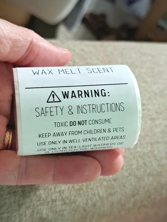 Roll of 40 Wax Melt Scent & Safety Stickers