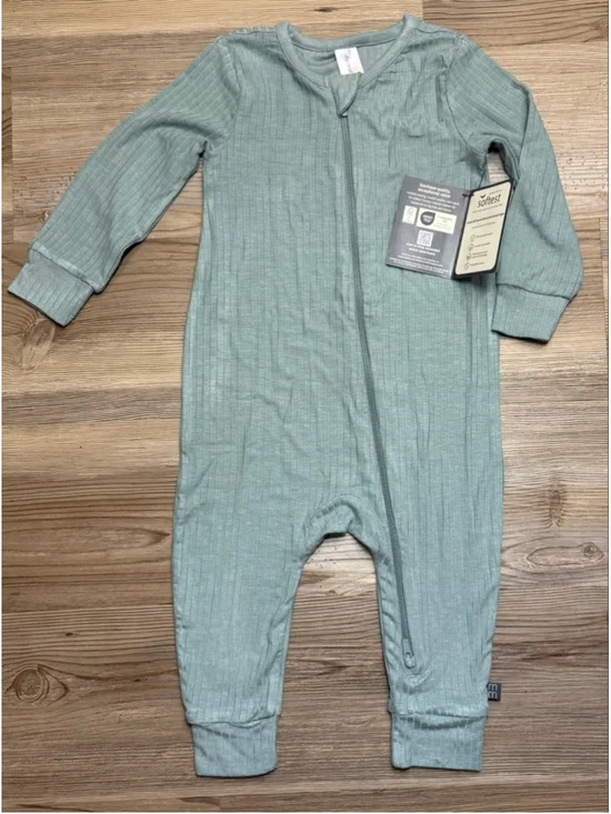 Baby Modern Moments by Gerber Blue/Green Ribbed zip up 12 Months