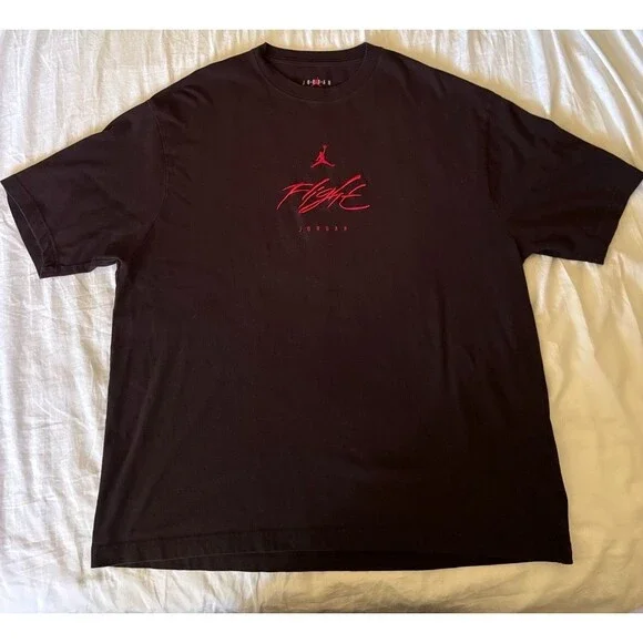 Nike Air Jordan Flight Graphic T Shirt Black Red Jumpman Back Print XL FZ2229
