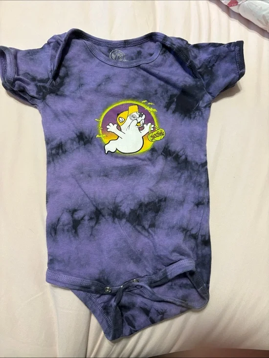 Purple Tie-Dye Ghost Graphic Baby One-Piece Bodysuit