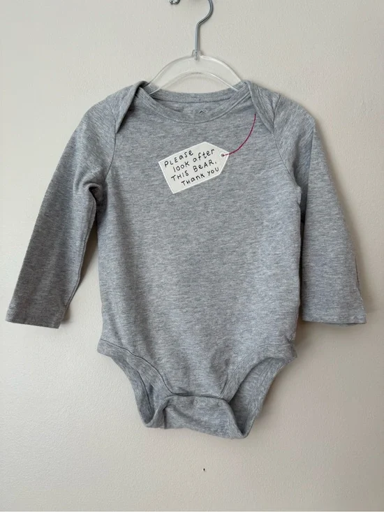 GAP Baby Paddington Please Look After This Bear Gray Long Sleeve Bodysuit