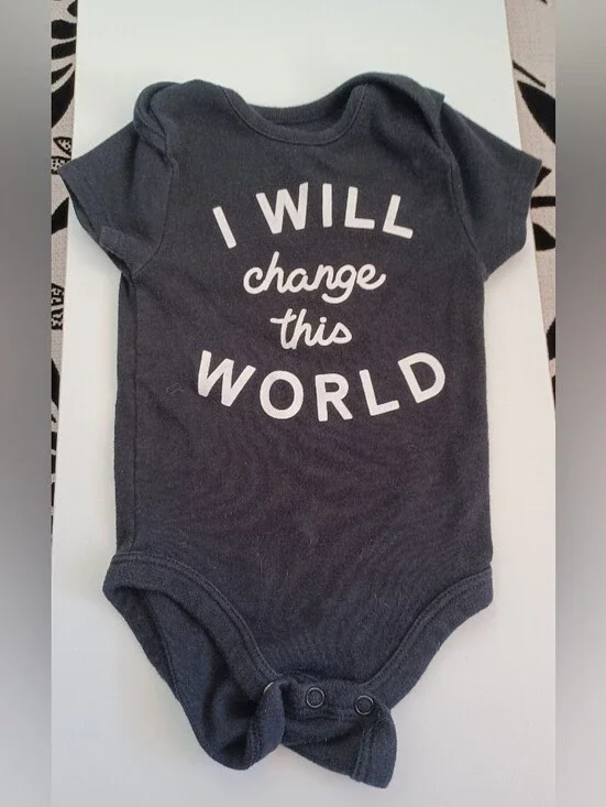 6M Baby Jumping Beans Baby Bean Onesie I Will Change The World Black Clothes