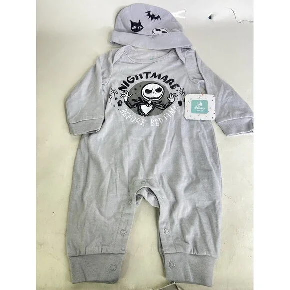 Disney Nightmare Before Christmas Jack Two Piece Coverall Hat Baby Boys 6 Months