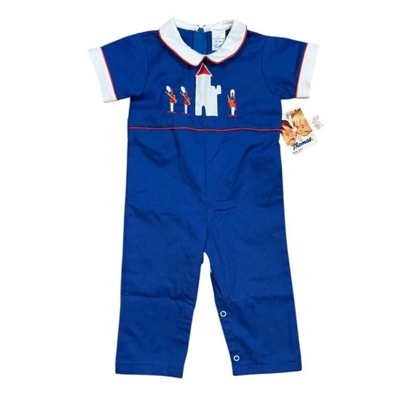 Vintage By Thomas Kids' Blue Collared Castle Longall One Piece 18 Month NWT