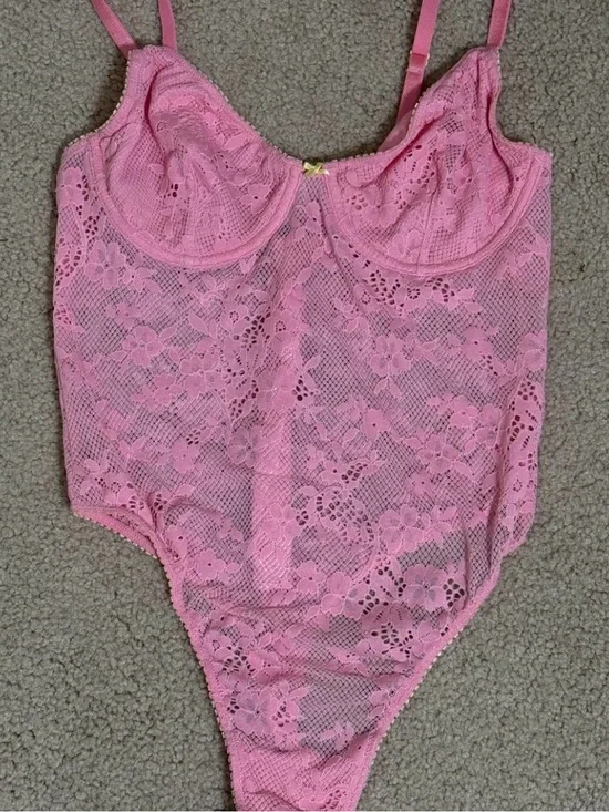 Pink Lace One-Piece Bodysuit for Kids
