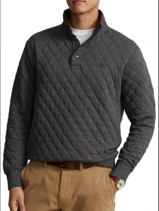 Polo Ralph Lauren NEW Size S Quilted Quarter Snap Pullover Color Barclay Heather