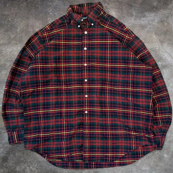 Vintage Polo Ralph Lauren Plaid Button Down Shirt Men's XL Classic Preppy 90s