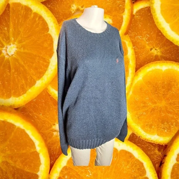 Polo Ralph Lauren Men's Dark Blue Cotton Crewneck Jumper Sweater Size XL‎