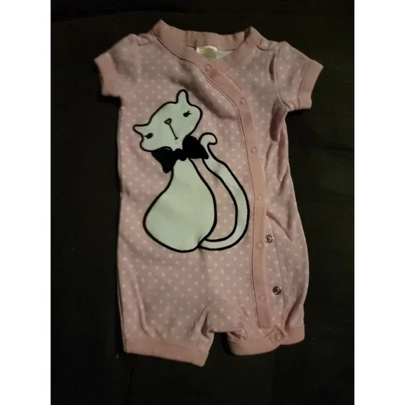 Gymboree baby girl kitty cat pajamas romper 1 piece‎ 3 6 months