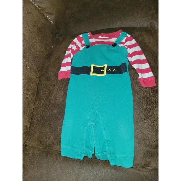 Gymboree layette line holiday shop elf one piece outfit size 6 12 months‎