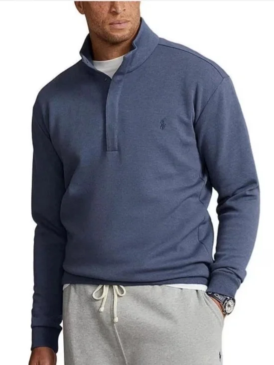 POLO Ralph Lauren Double-Knit Quarter Snap Mockneck Pullover Sweatshirt