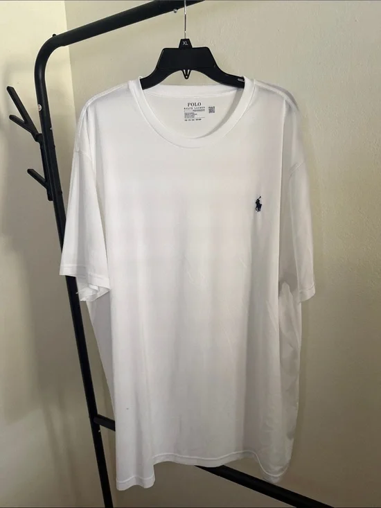 Polo by Ralph Lauren White Crew Tee with Navy Pony - Performance
