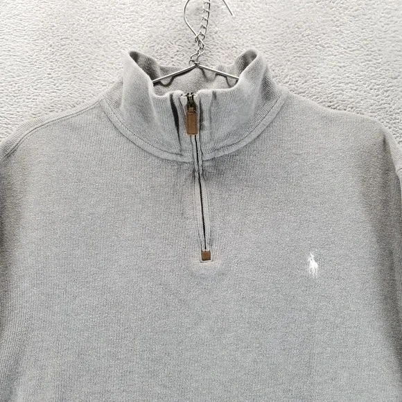 Polo Ralph Lauren Sweater Mens XL Gray Mock Neck Quarter Zip‎ Pullover Pony Logo