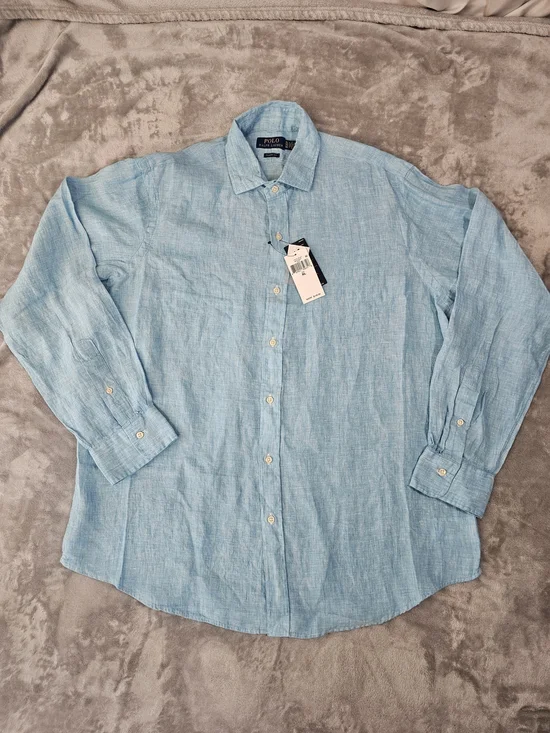 NWT Polo Ralph Classic Fit Long-Sleeve 100% Linen Button Shirt Men's Size XL