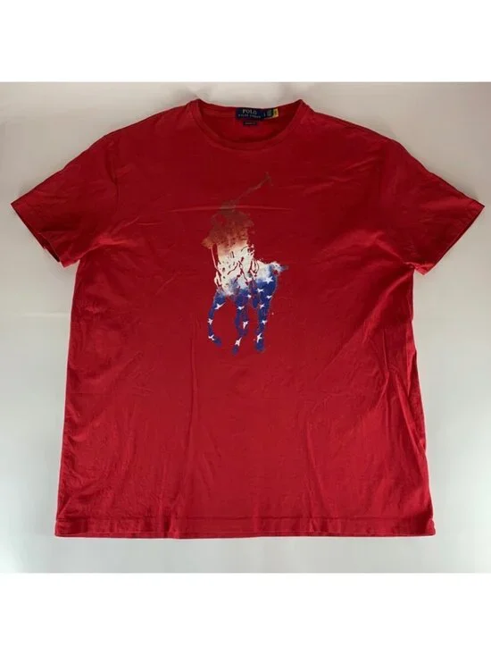 Polo Ralph Lauren Mens Red Patriotic Big Pony Short Sleeve Crewneck Shirt Mens X
