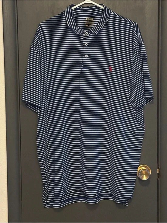 Polo Ralph Lauren Men’s XXL Navy White Stripe Performance Polo Shirt NWOT