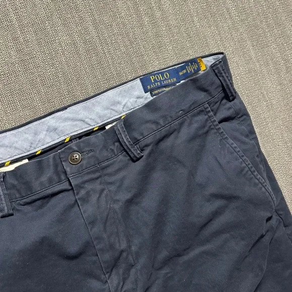 Polo Ralph Lauren Chino Pants Mens 36x30 Navy Blue Stretch Straight Fit Trousers