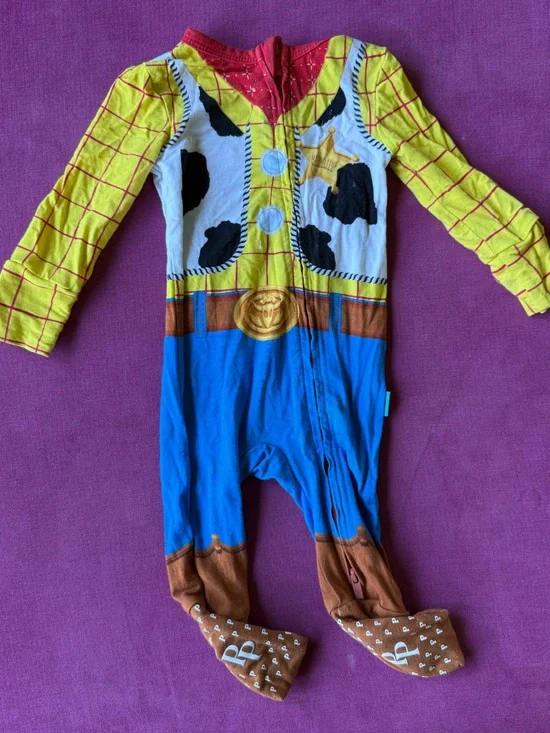 Posh Peanut Toy Story woody. Red and Yellow Disney Character Infant One-Piece