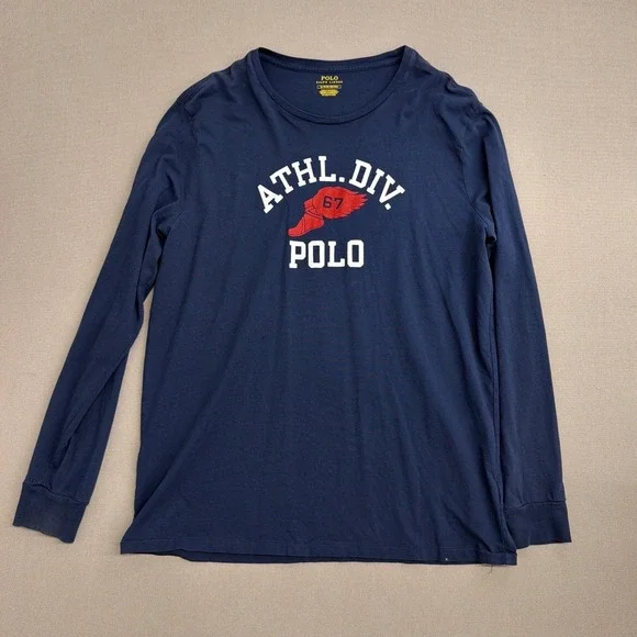 Polo Ralph Lauren Mens XL Navy Long Sleeve Athl Div 67 Winged Foot Graphic tee