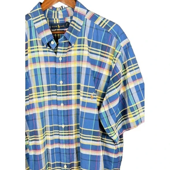 Polo Ralph Lauren Classic Fit Plaid Cotton Short Sleeve Button Down Shirt 2XLT