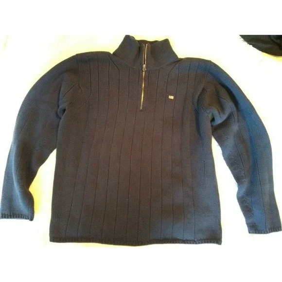 Ralph Lauren Polo Jeans Co Men's XL Navy Knit Sweater Flag Logo 1/4 Zip
