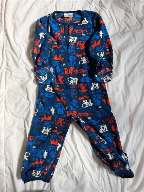 Columbia Navy Infant Fleece One-Piece with Red & Bright Blue Accents