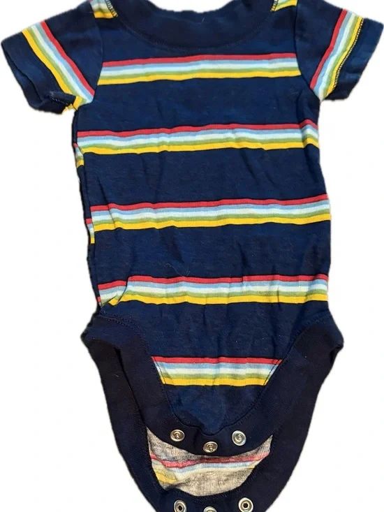 Navy Multi-Stripe Short-Sleeve Baby Bodysuit