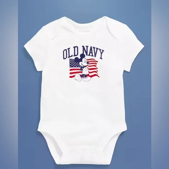 🇺🇸 Disney x Old Navy Mickey Mouse Bodysuit – 0-3M Red, White & Cute!