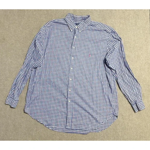 Ralph Lauren Shirt‎ Mens Extra Large Plaid Button Down Classic Dress XL Preppy