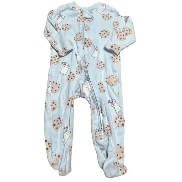 Small Story Cookies and milk footie pajamas size 0-3 months Organic cotton