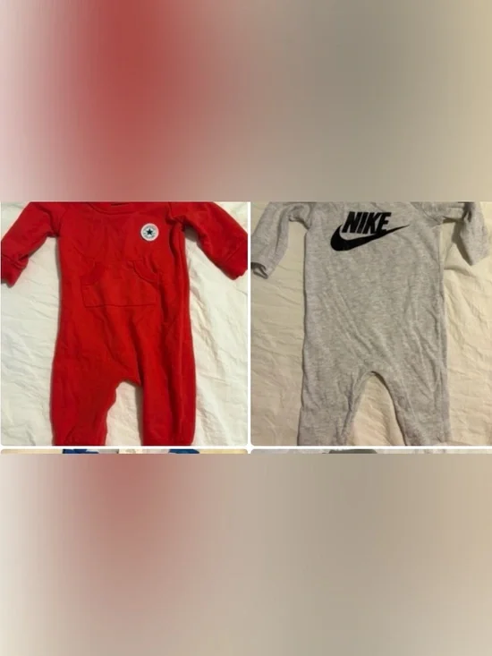 Nike Red Footed Sleep Sack & Gray Logo Gown Set