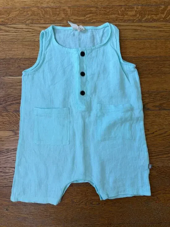 Kyte Baby Aqua Linen Romper Size 2