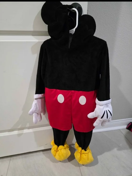 Kids Black and Red Classic Mouse Costume with Yellow Shoe Covers