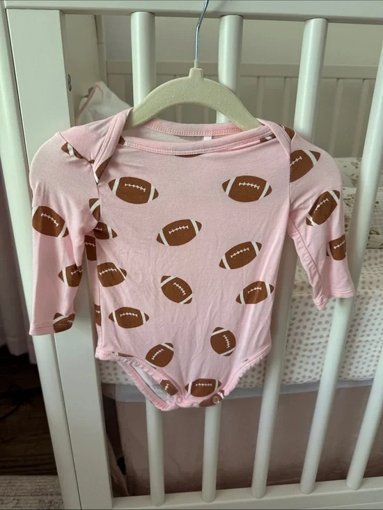 Angel Dear Pink Football Print One-Piece Bodysuit
