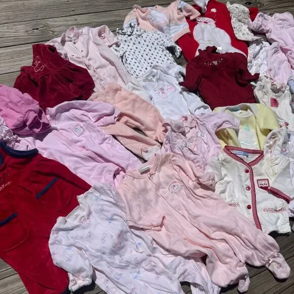 Vintage Baby Clothing Lot 0-3 Months Mixed Brands Sleepers Outfits