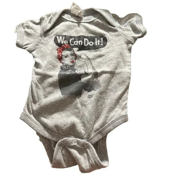 Rabbit Skins Size 6 months We Can Do It onesie