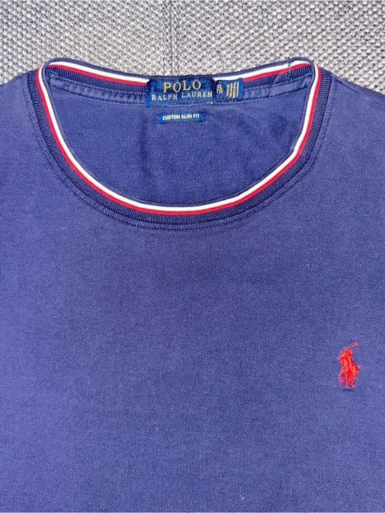 Polo Ralph Lauren Navy T Shirt with Red and White Trim