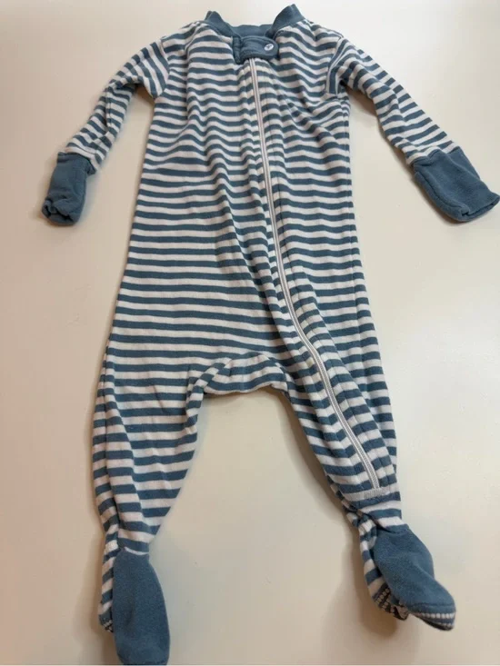 Blue & White Striped Footed One-Piece Sleepsuit