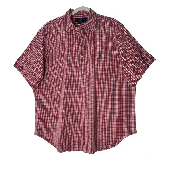 Polo Ralph Lauren 2XL Men's Classic-Fit Oxford Shirt Short Sleeve Plaid Career