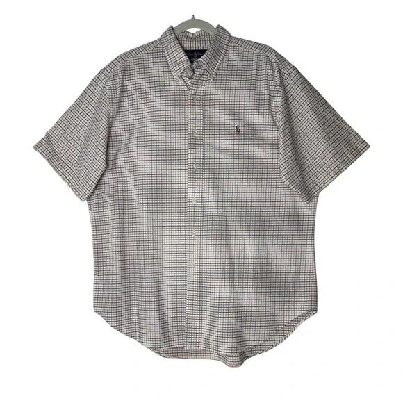 Polo Ralph Lauren XL Men's Classic-Fit Oxford Shirt Short Sleeve Plaid Career