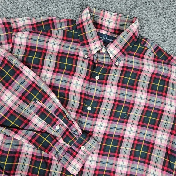 Ralph Lauren Blake Plaid Button Down Shirt Men's‎ Medium Cotton Long Sleeve